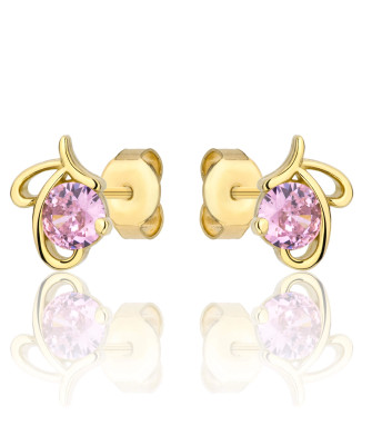 Gold earrings with butterfly zirconia 8k