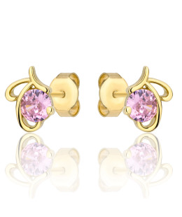 Gold earrings with butterfly zirconia 8k
