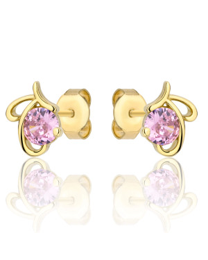 Gold earrings with butterfly zirconia 8k