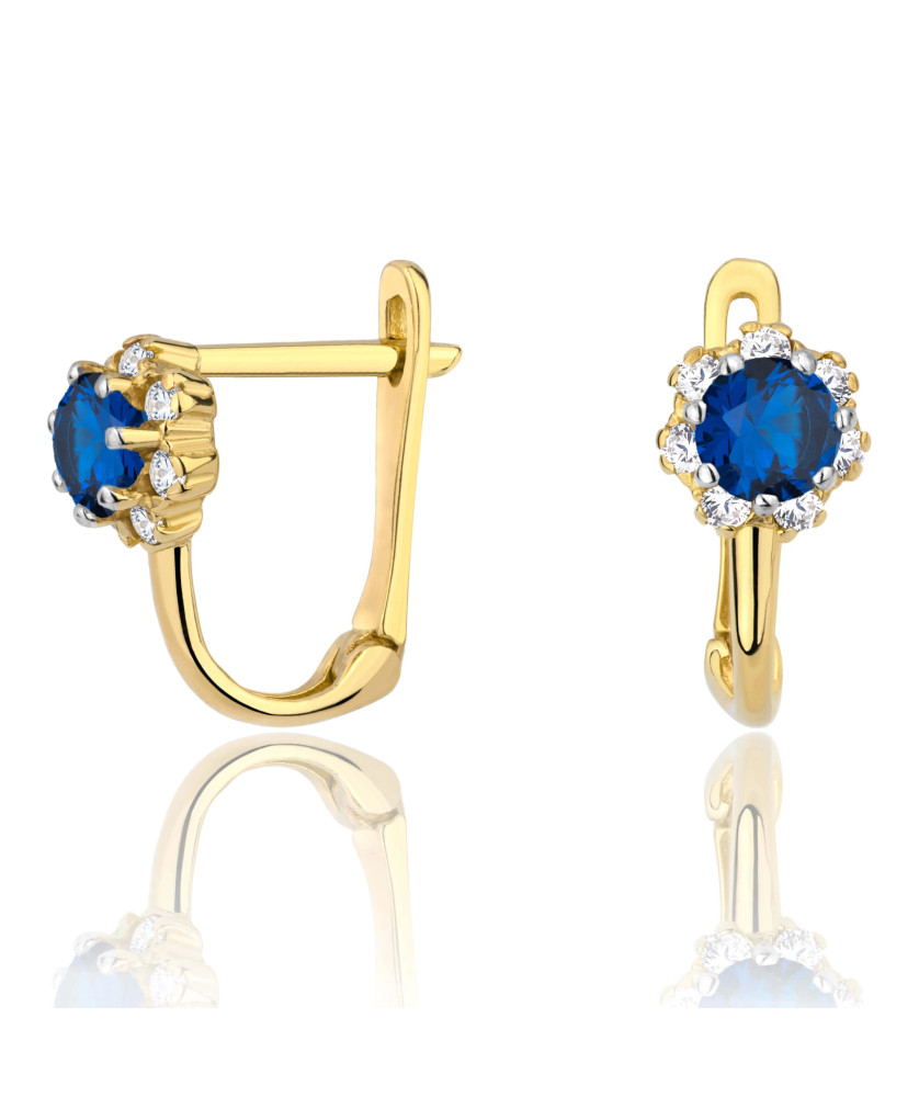 Sapphire flower gold earrings 8k