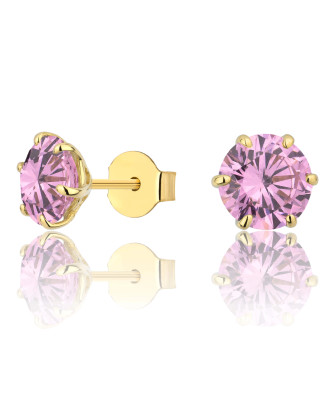 Gold earrings LARGE STONE blue zirconia