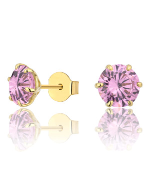 Gold earrings LARGE STONE blue zirconia