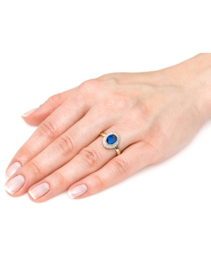 Pierścionek z dużym kamieniem 8k niebieski