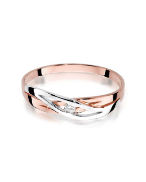 Złoty Pierścionek 14k z diamentem brylant 0,10ct