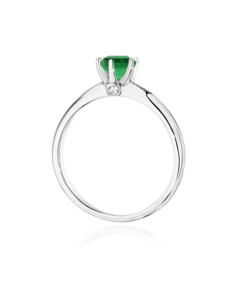 Pierścionek szafir i diamenty złoto 14k