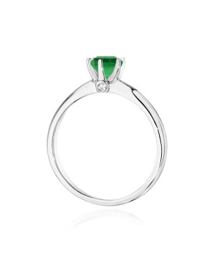 Pierścionek szafir i diamenty złoto 14k
