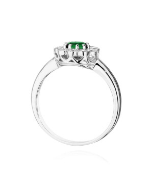 Pierścionek szafir i diamenty złoto 14k