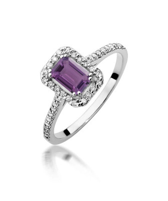 Złoty Pierścionek 14k z diamentem brylant 0,10ct