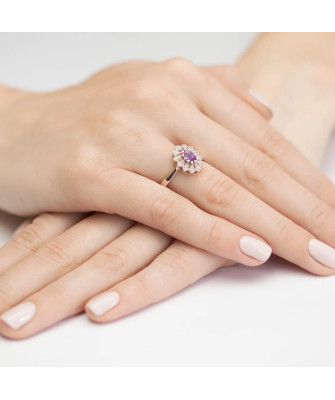 Złoty Pierścionek 14k z diamentem brylant 0,10ct