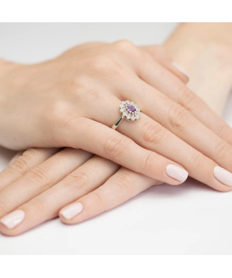 Złoty Pierścionek 14k z diamentem brylant 0,10ct