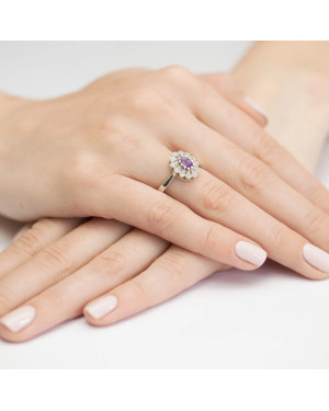 Złoty Pierścionek 14k z diamentem brylant 0,10ct