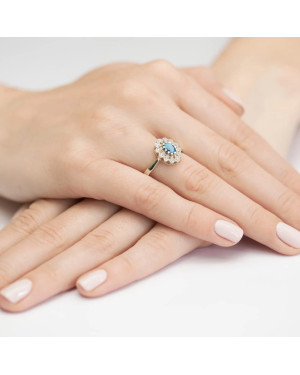 Złoty Pierścionek 14k z diamentem brylant 0,10ct