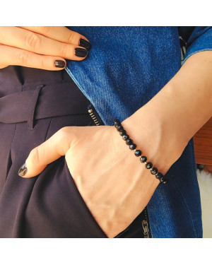 Bransoletka z turmalinem i złotymi kuleczkami złoto próba 14k BSZN.18P