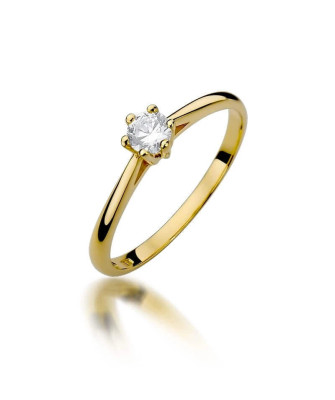 Złoty Pierścionek 14k z diamentem brylant 0,15ct