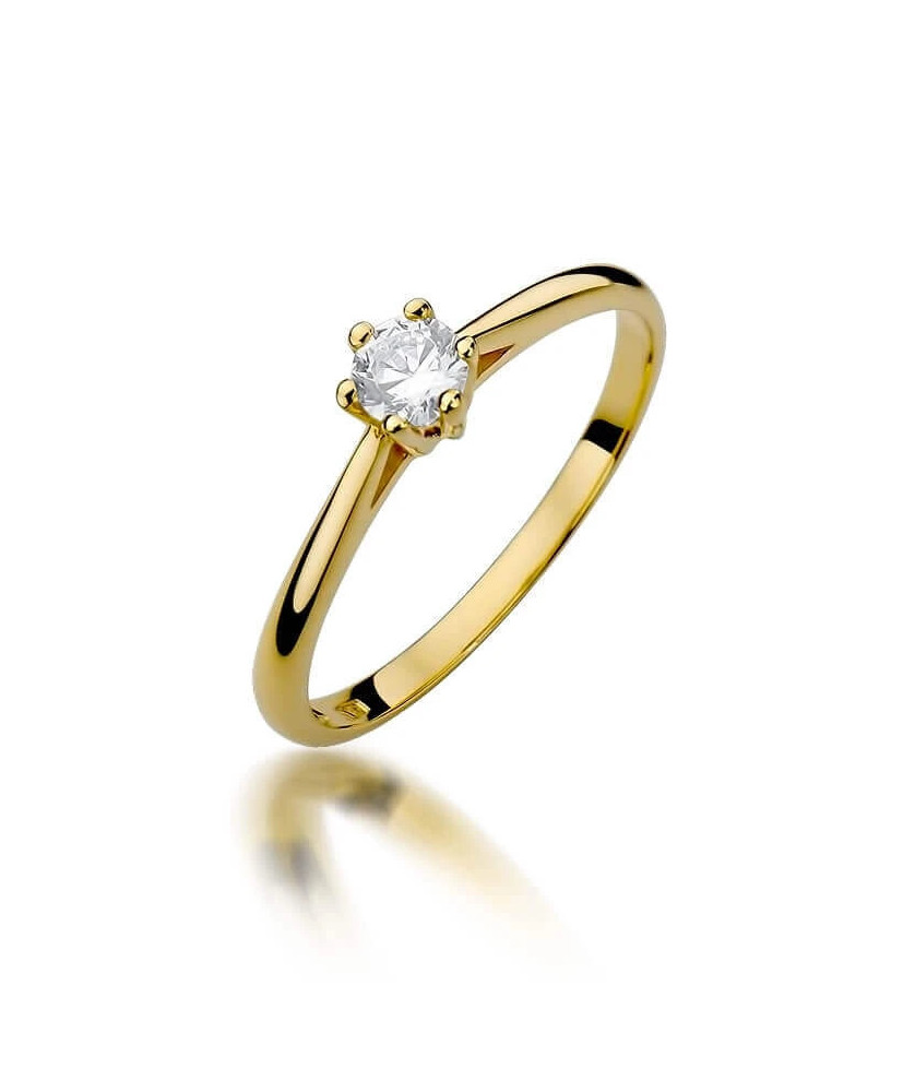 Złoty Pierścionek 14k z diamentem brylant 0,15ct