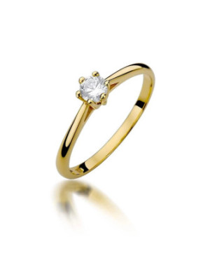 Złoty Pierścionek 14k z diamentem brylant 0,15ct