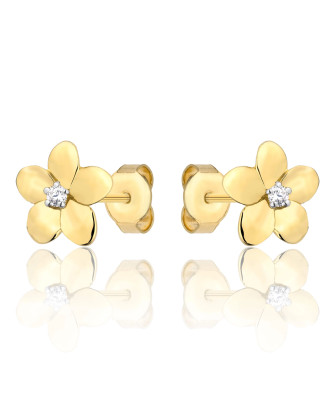 Gold flower earrings 8k with white zirconia