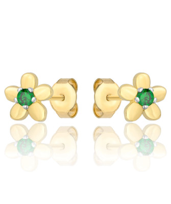 Delicate green flower 8k gold earrings