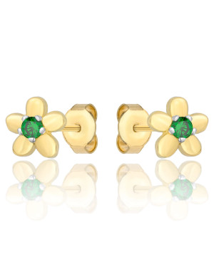 Delicate green flower 8k gold earrings