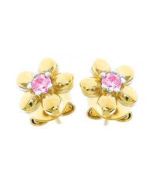 Delicate pink flower 8k gold earrings