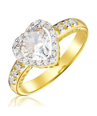 14ct Yellow Gold Heart Engagement Ring with Cubic Zirconia