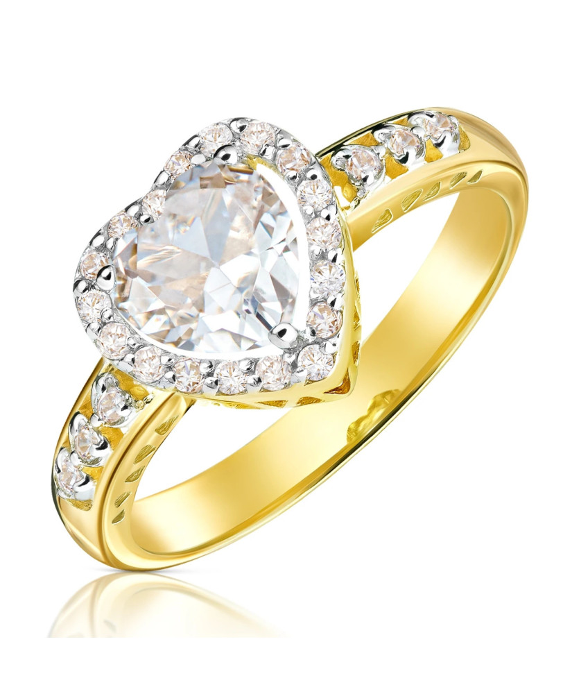 14ct Yellow Gold Heart Engagement Ring with Cubic Zirconia