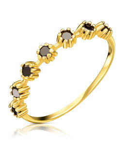 Delicate ring black stones 8k gold