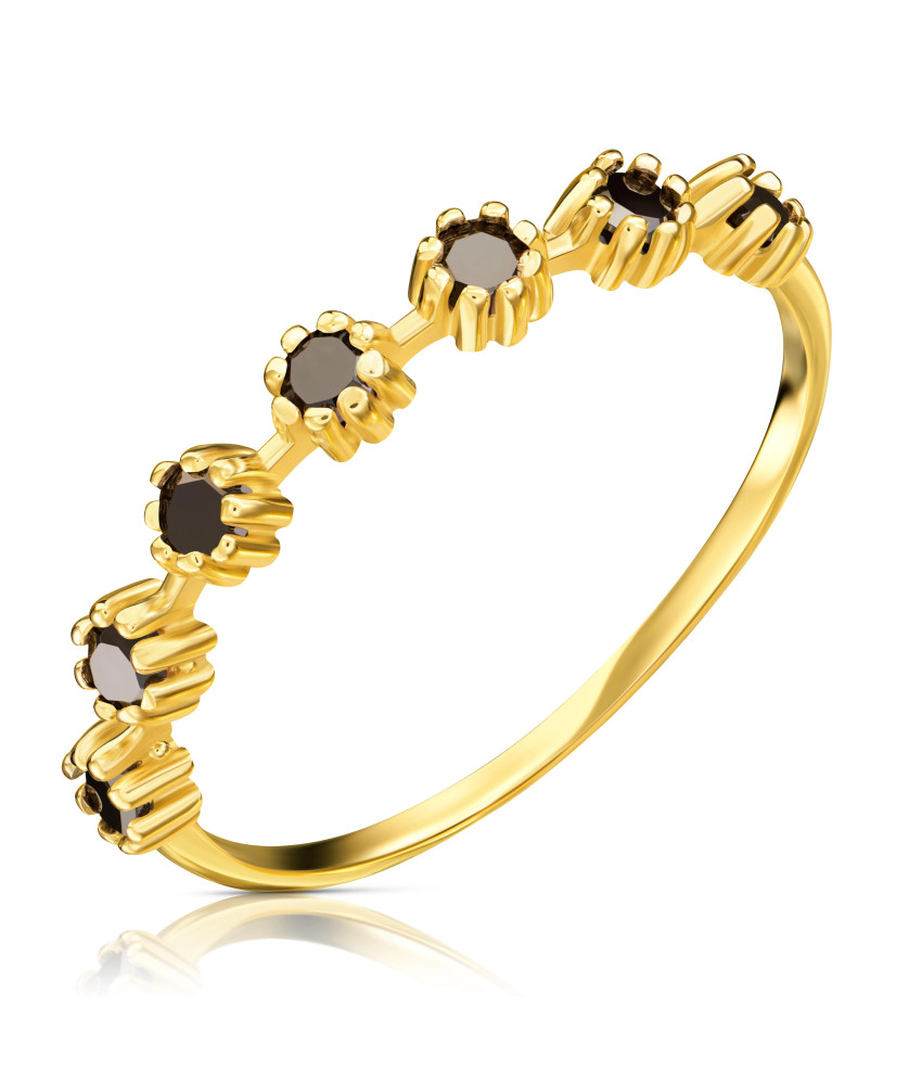 Delicate ring black stones 8k gold