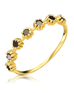 Delicate ring black stones 8k gold