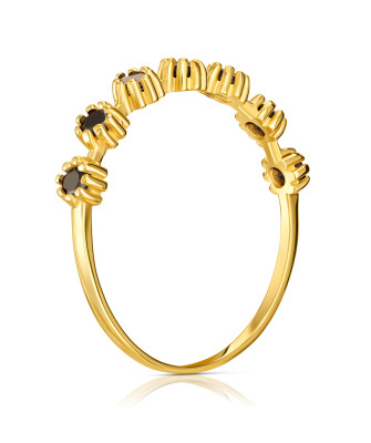 Delicate ring black stones 8k gold