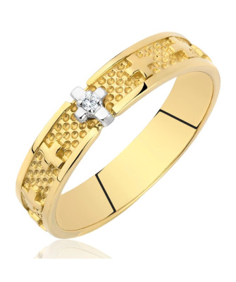 8k Gold Rosary Ring with White Zirconia