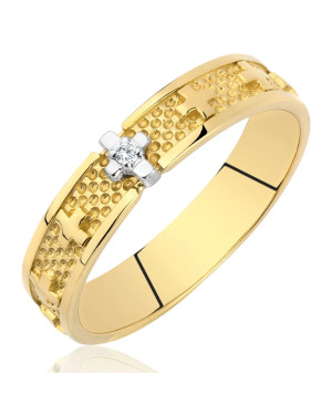 8k Gold Rosary Ring with White Zirconia