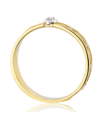 8k Gold Rosary Ring with White Zirconia