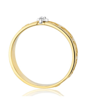 8k Gold Rosary Ring with White Zirconia