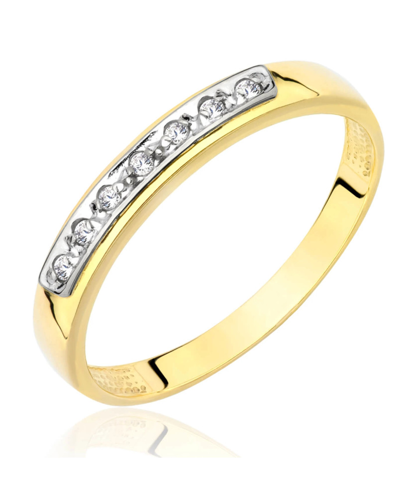 Ring band with white cubic zirconia 8k gold
