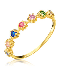 Ring colorful stones gold 8k