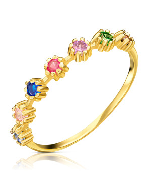Ring colorful stones gold 8k