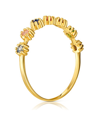 Ring colorful stones gold 8k