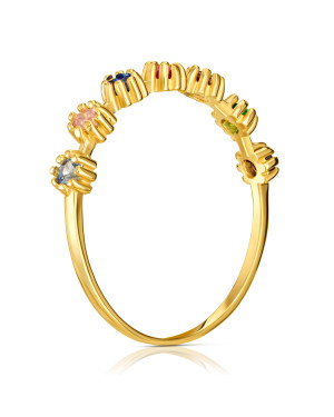 Ring colorful stones gold 8k