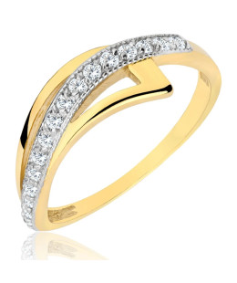 Ring with leaves white stone 8k