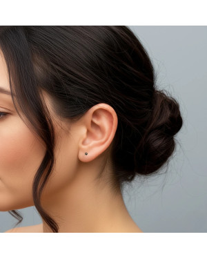 Delicate gold earrings with black zirconia 14k