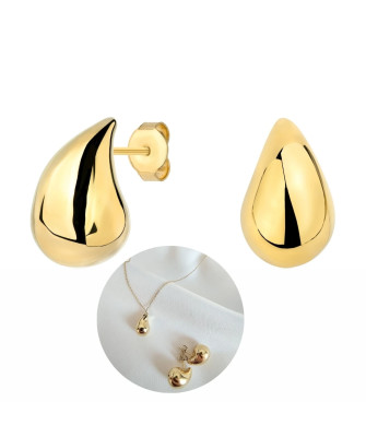 Gold-Plated Tear Drop Stud Earrings