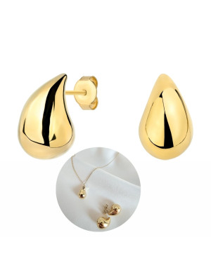 Gold-Plated Tear Drop Stud Earrings