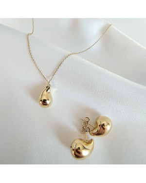 Gold-Plated Tear Drop Stud Earrings