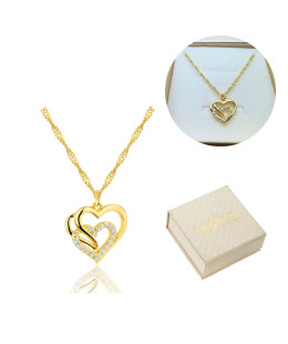 Gold-plated necklace OVAL white stones