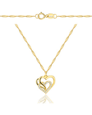 Gold-plated necklace OVAL white stones