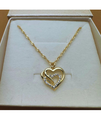 Gold-plated necklace OVAL white stones