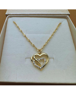 Gold-plated necklace OVAL white stones