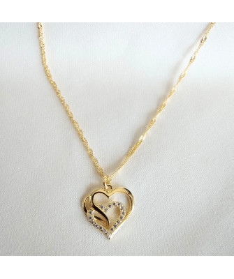 Gold-plated necklace OVAL white stones