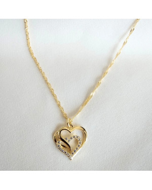 Gold-plated necklace OVAL white stones